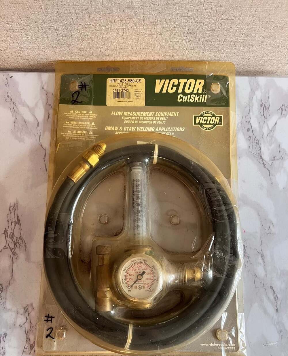 Victor CutSkill HRF1425-580-CS Argon Flowmeter Regulator w/ 10ft Hose